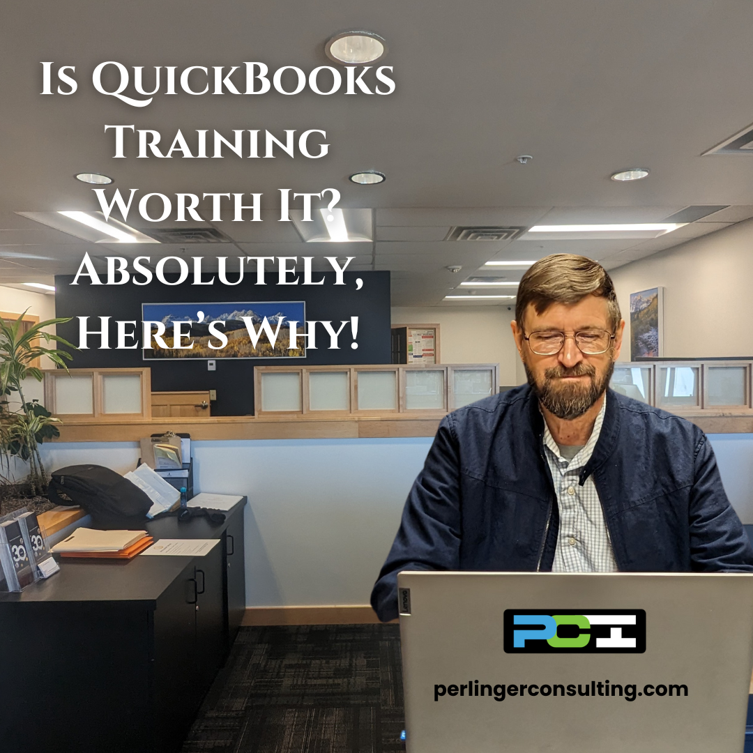 QuickBooks trainer, Glenn Perlinger sits at his desk during an online training session with a small business owner.