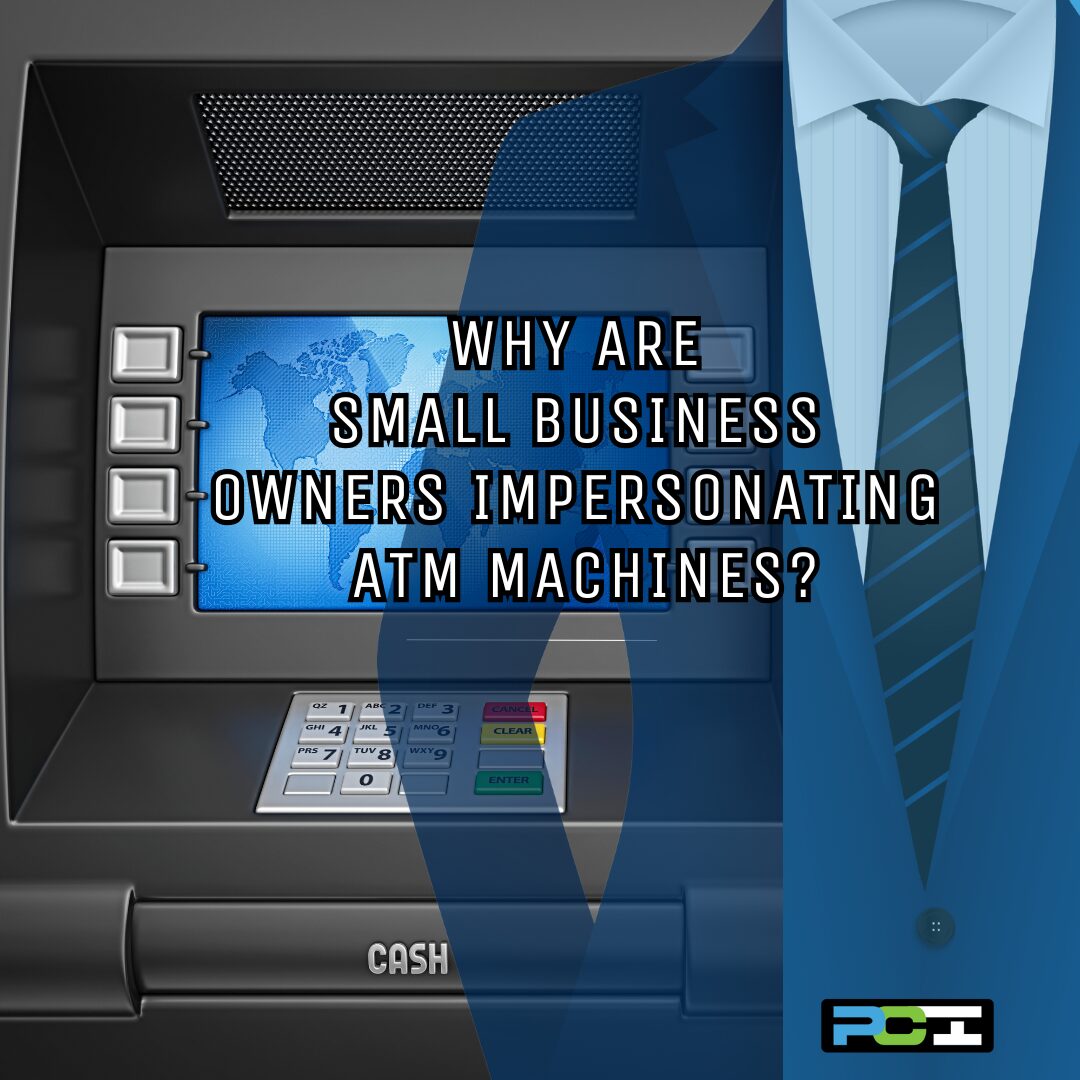 ATM with an empty business suit standing in front—representing how some small business owners in Littleton, CO end up funding their businesses out of pocket.
