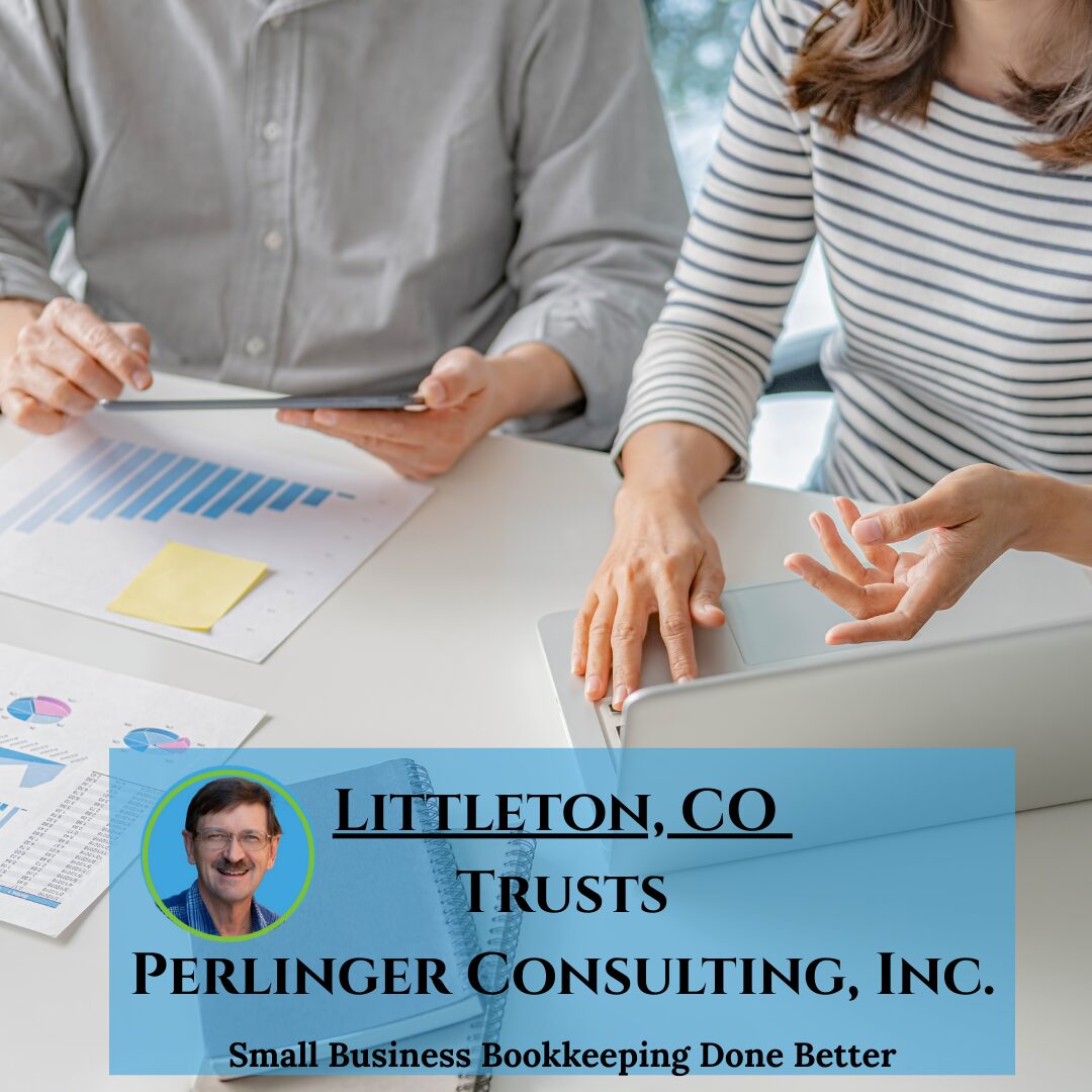 Professional small business owners in Littleton, CO, discussing financial data with Perlinger Consulting, Inc. for expert bookkeeping services. Perlinger Consulting, Inc. offers personalized bookkeeping solutions for small businesses.